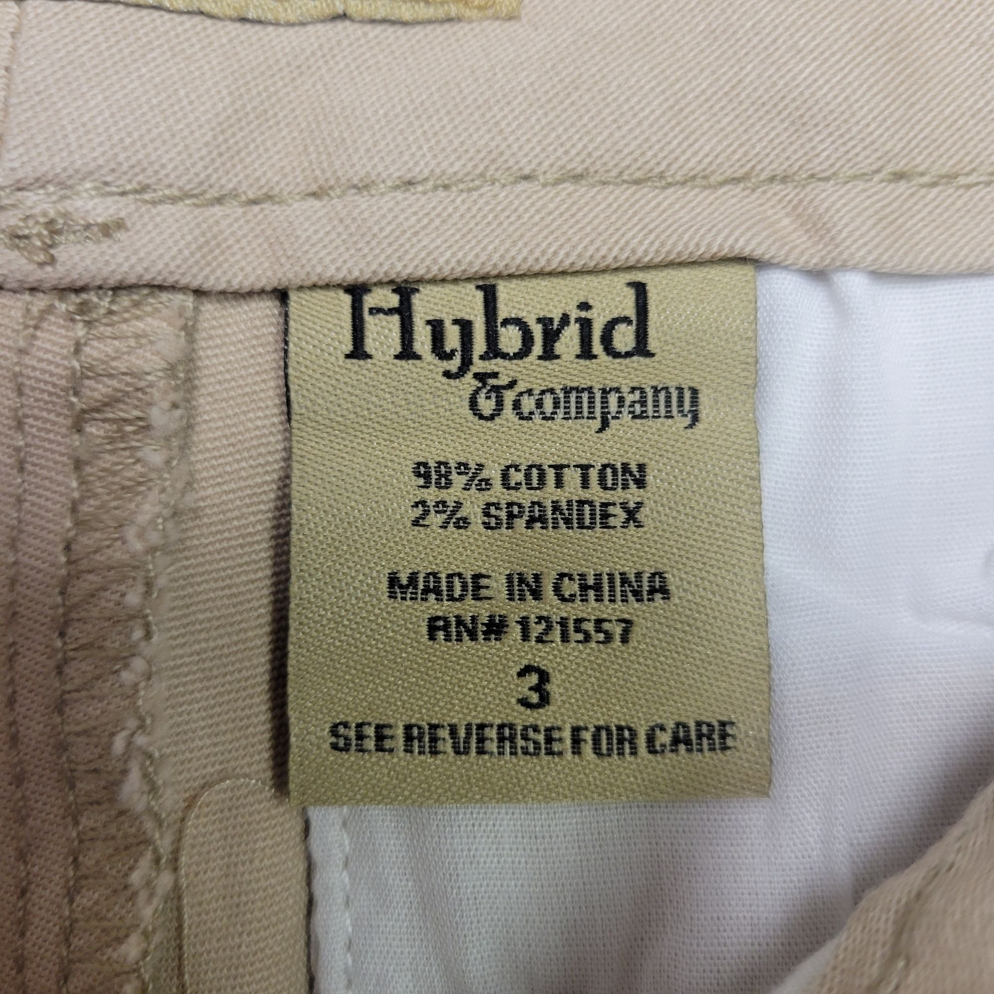 Hybird & Company Slimming, Low Waisted, Bermuda Women's Tan Shorts, Size 3