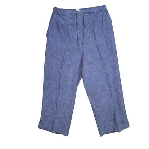 Sag Harbor Women's Linen Blend Casual, Cropped Pants, Size Petite Medium