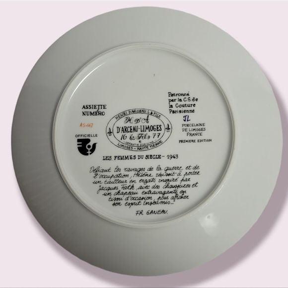 D'Arceau-Limoges Vintage Les Femmes Du Siecle Collector's Plate