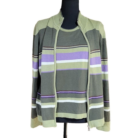 White Stag Brand, Green Sleeveless sweater with matching Cardigan,  Size Large