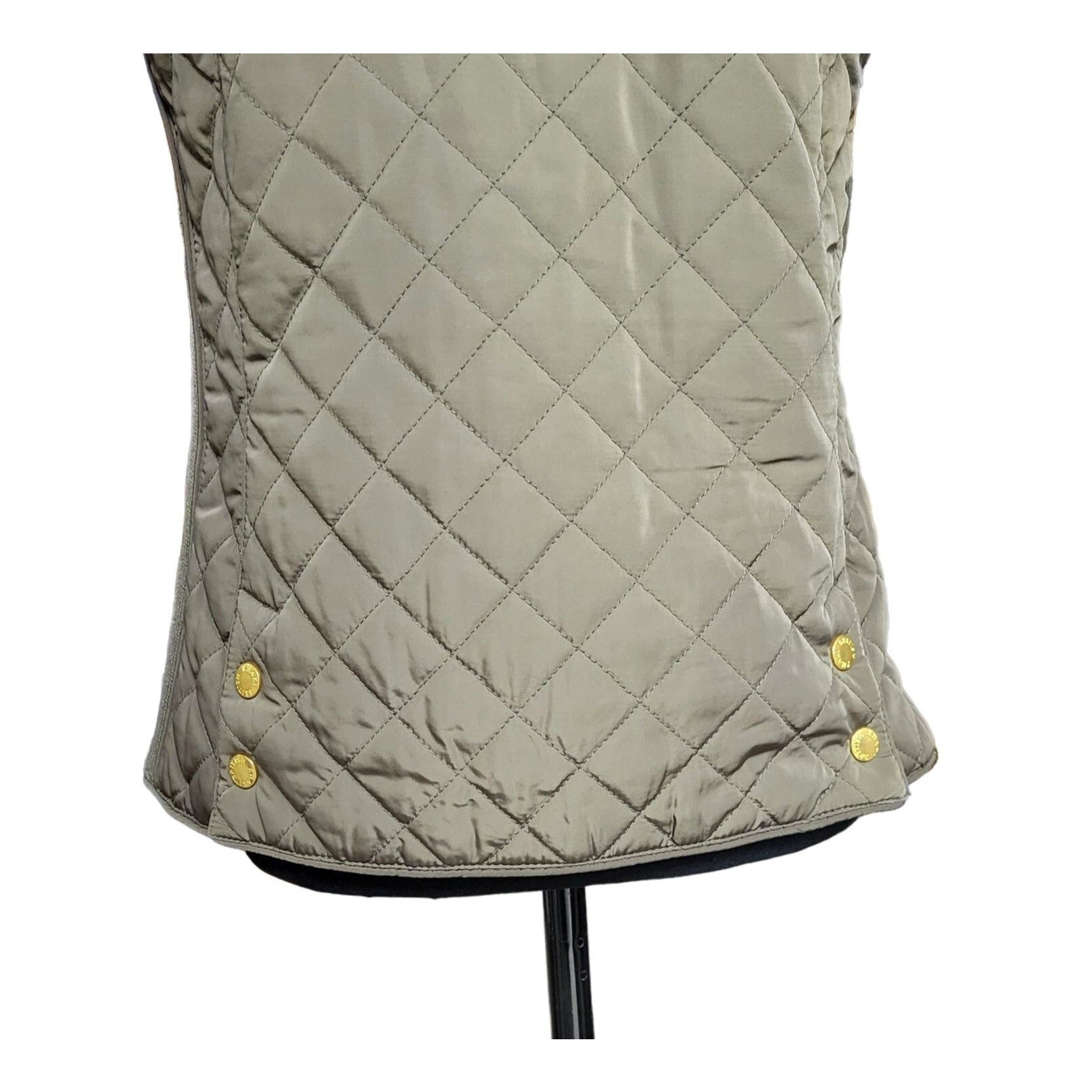 British Khaki Olive Green Puffer Quilted Vest Size Small