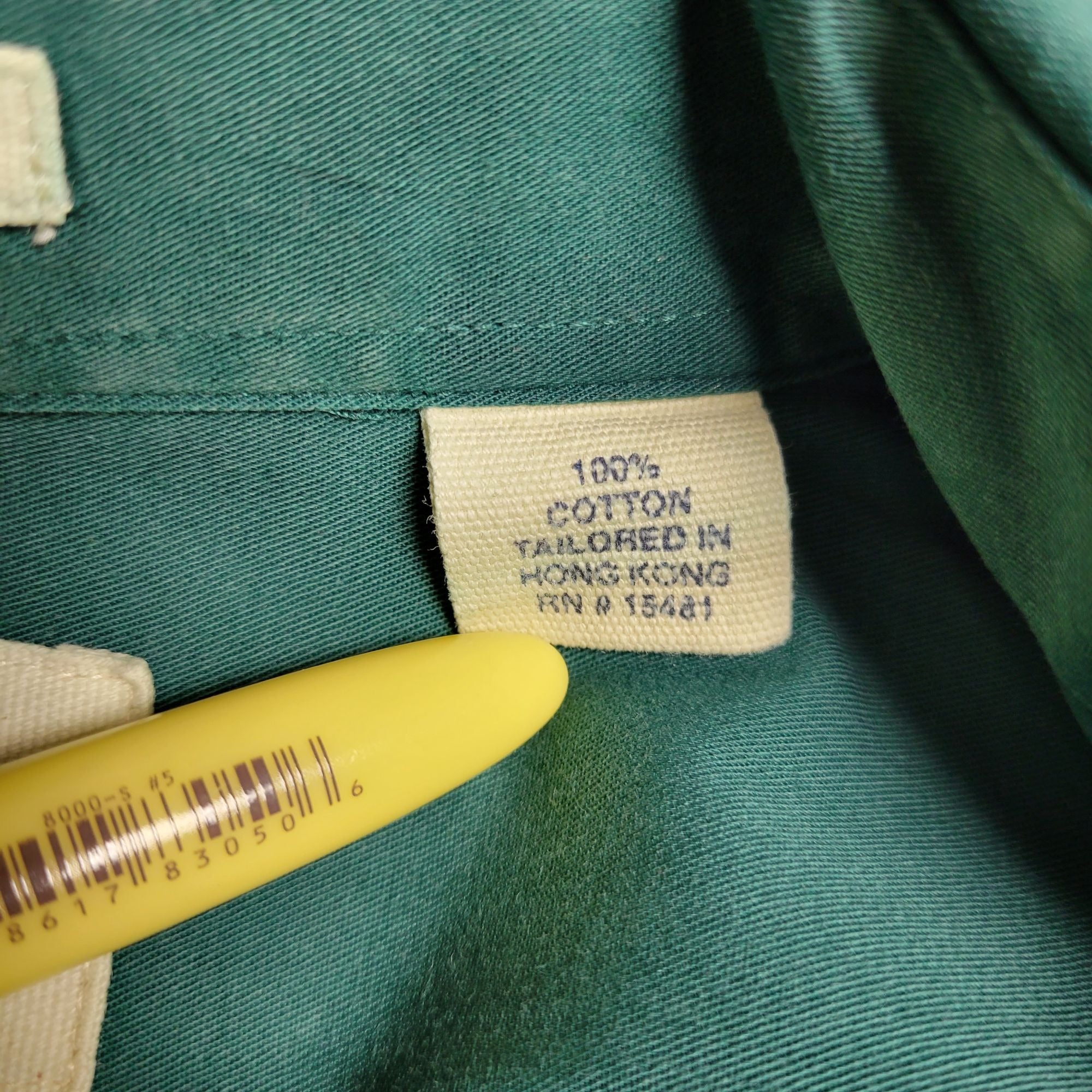 Savane Men's Long Sleeve, Button-Up Hunter Green, Deep Dye Shirt, Size Large Long
