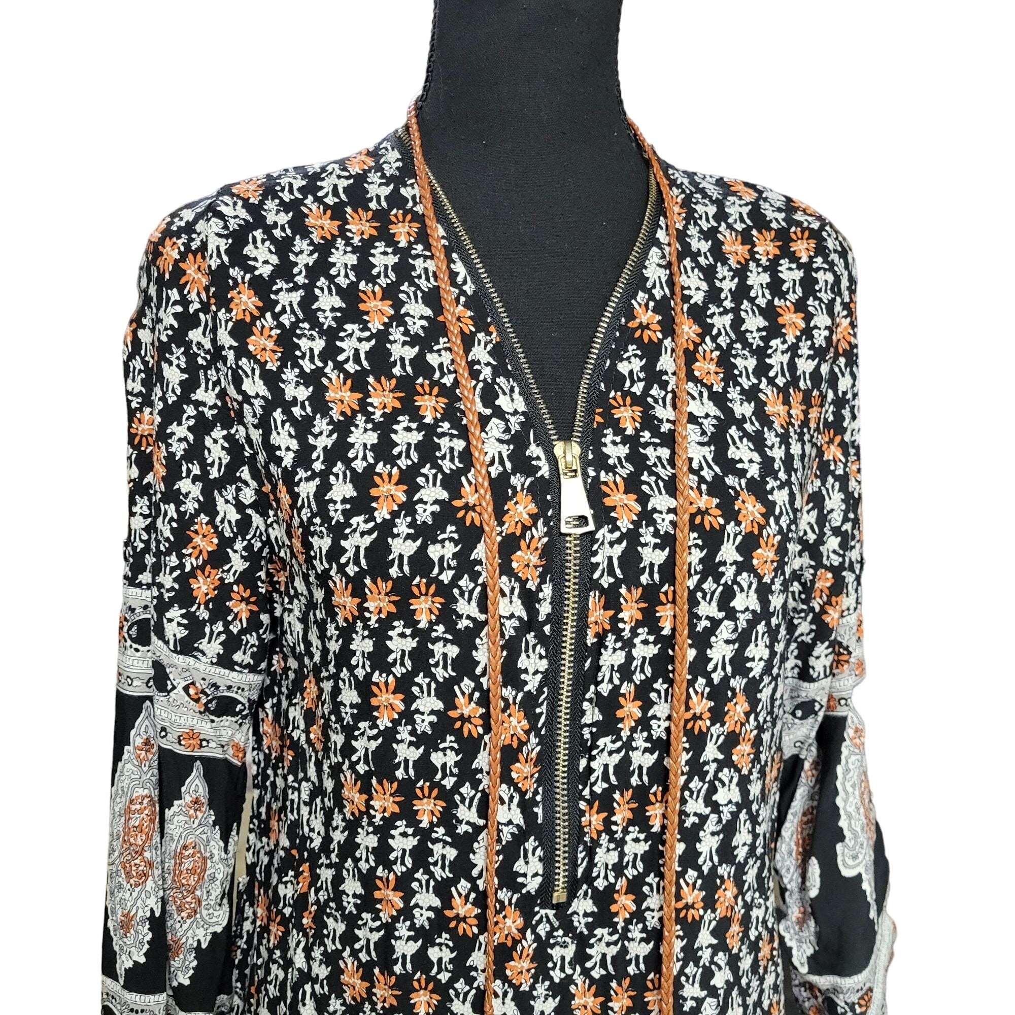 Kessley Lightweight Tribal Themed Mini-Dress, Size Small
