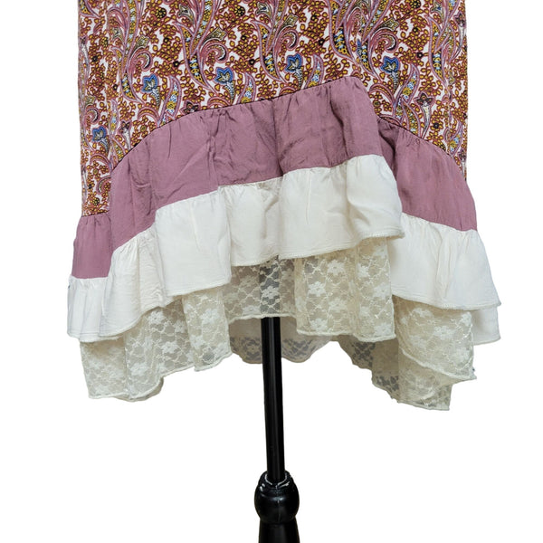 Paisley Vine Women's Mini-Dress with Bottom Ruffle Flare, Size Medium