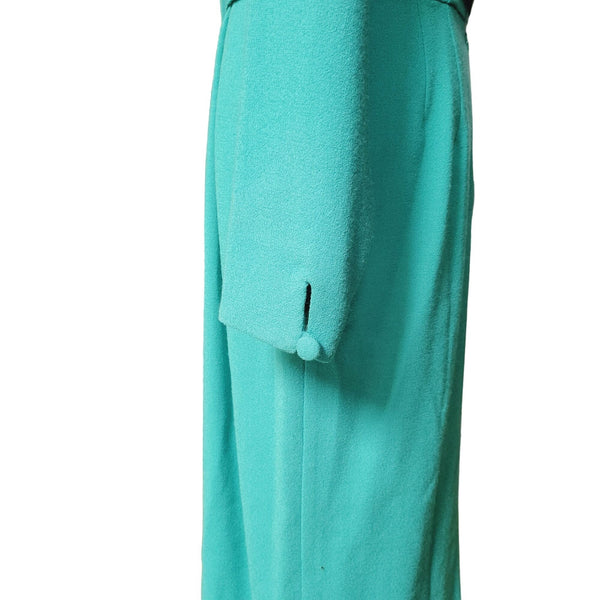 Vintage Barrie Pace Teal to a Deep Ocean Blue in Color, Wool Ankle Length Dress, Size  10