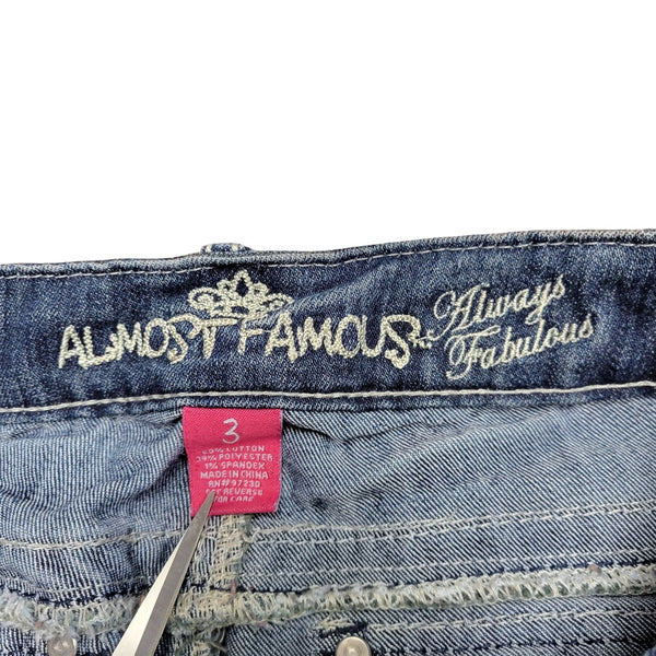 Almost Famous Low Rise, White Washed Women's Capri Jeans, Size 3