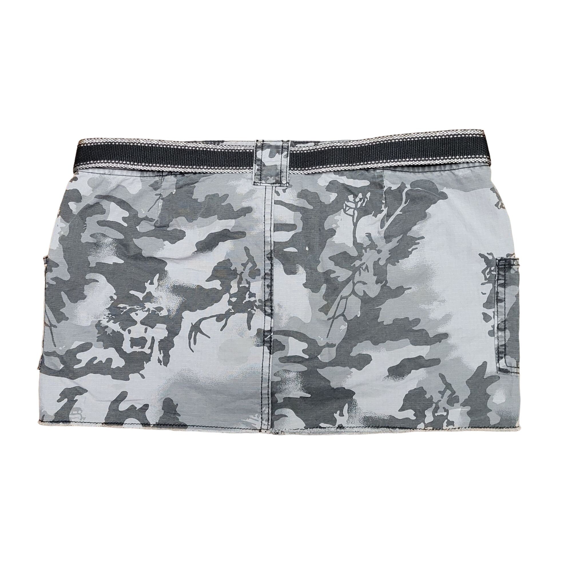 Decree Gray and Black Camouflage Mini Skirt, Size 11