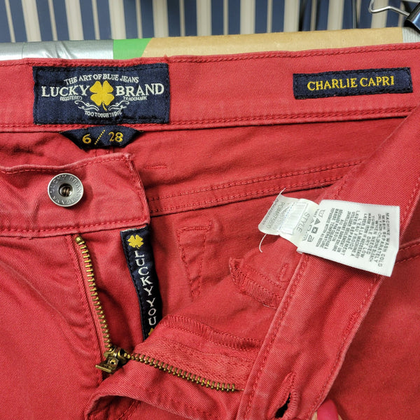 Lucky Brand Red, Charlie Capri Women's Low Waisted Jeans, Size 6/28